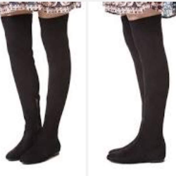 JOIE Hayleigh Black OTK Genuine Suede Stretch Boots - Picture 1 of 8